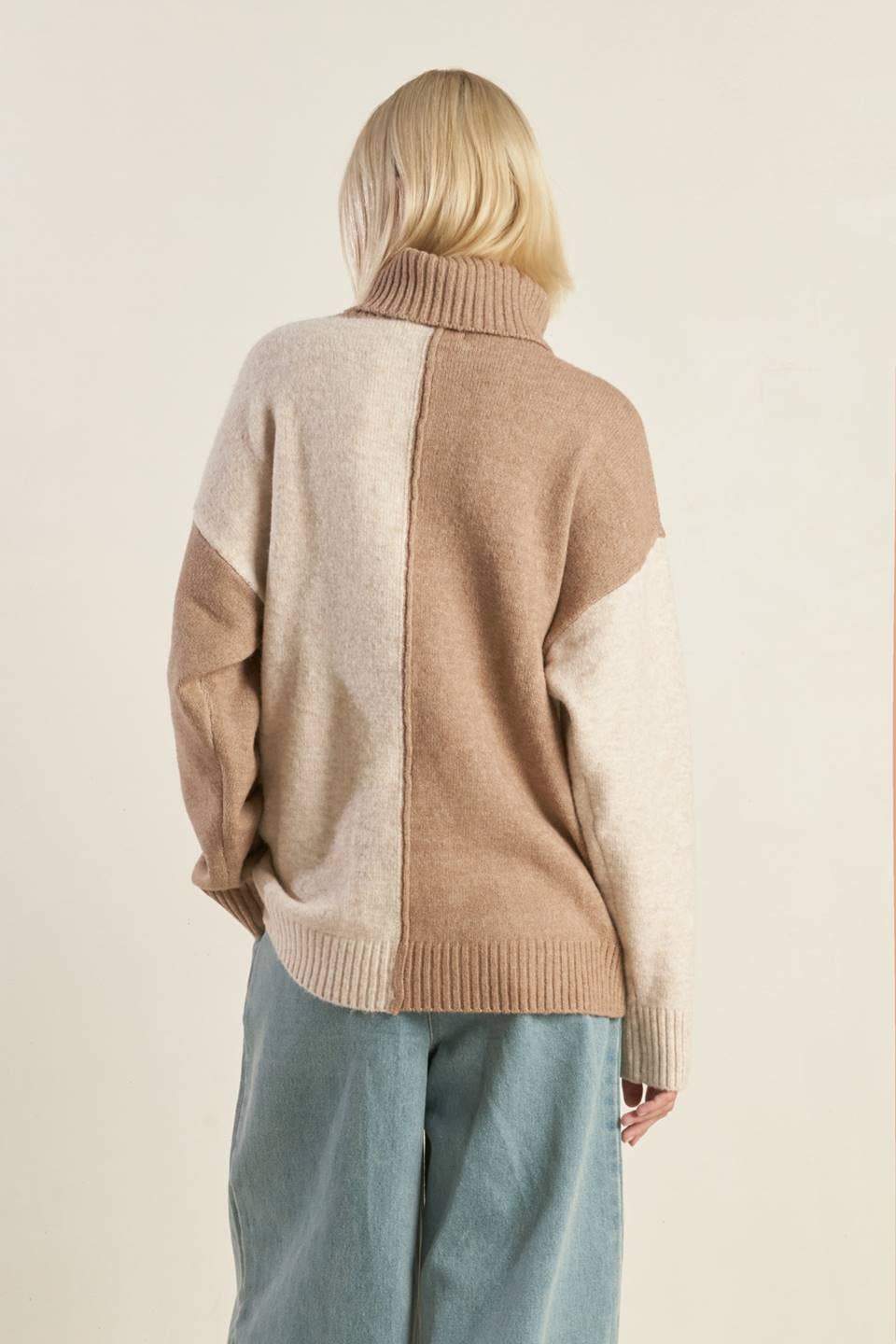 Colorblocked Turtleneck Sweater