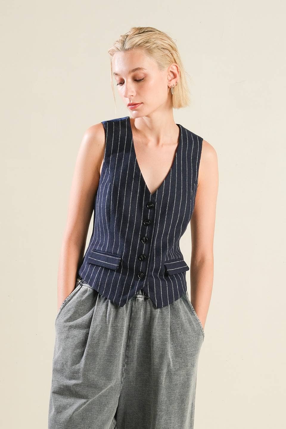 Woolen Button Front Vest