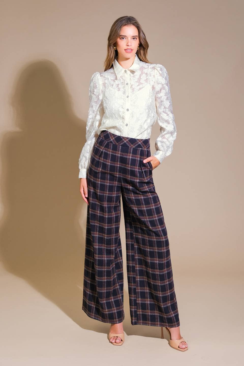 Woven Plaid Pants