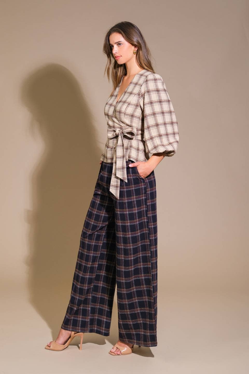 Woven Plaid Pants