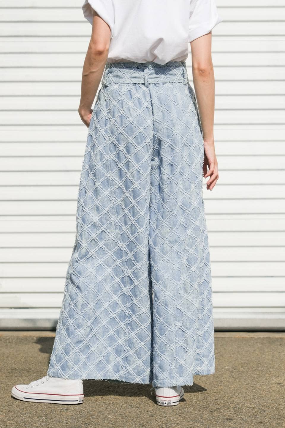 Textured Denim Pants