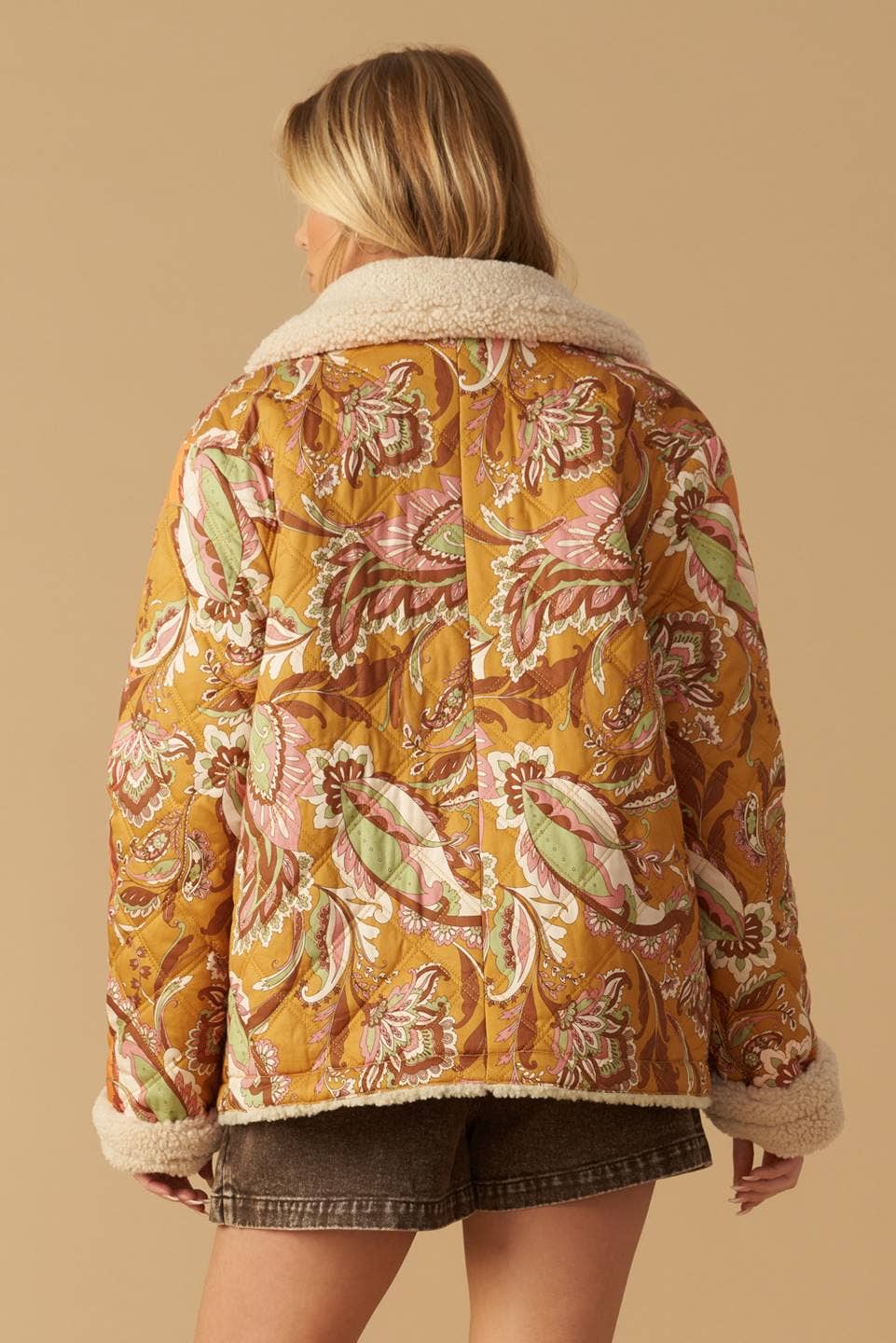 Paisley Quilted Sherpa Lined Jacket