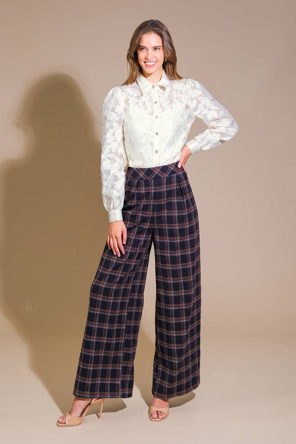 Woven Plaid Pants
