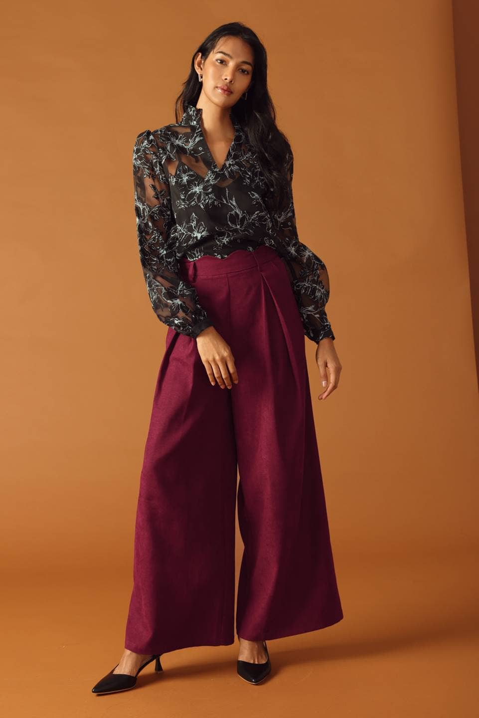 Corduroy Scallop Waistline Pants