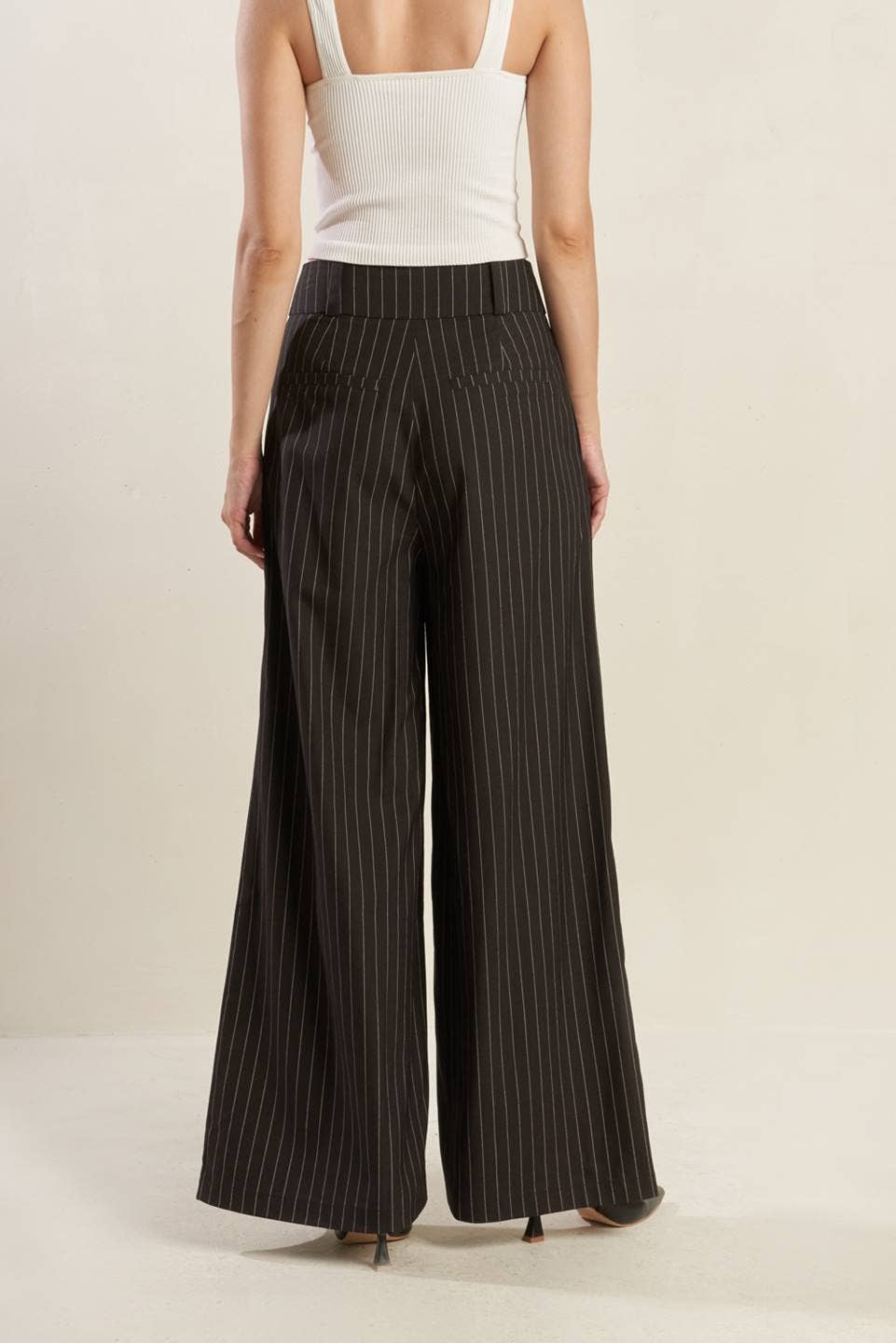 Striped Woven Wide-Leg Pants