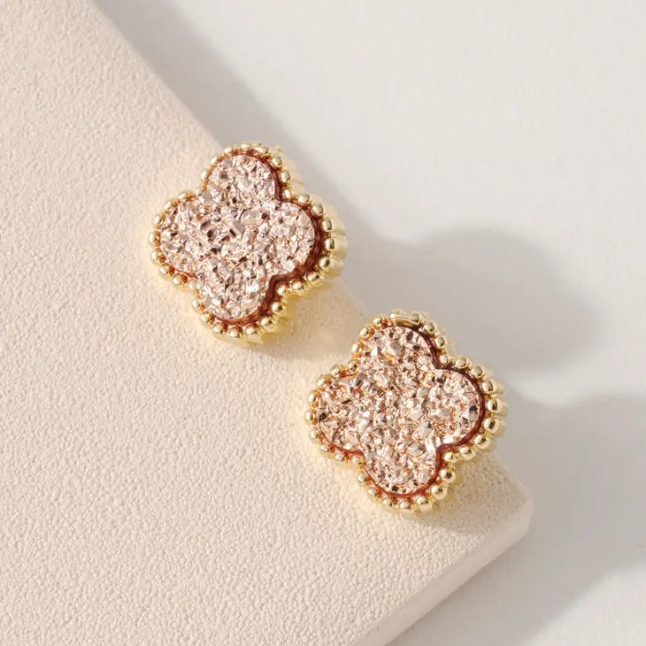 Clover Druzy Stud Earrings