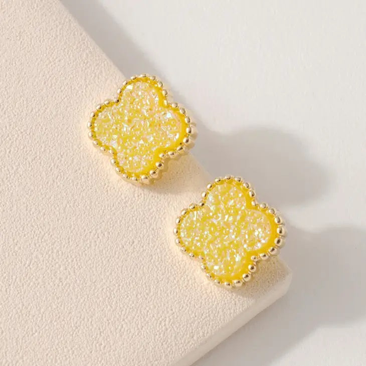 Clover Druzy Stud Earrings