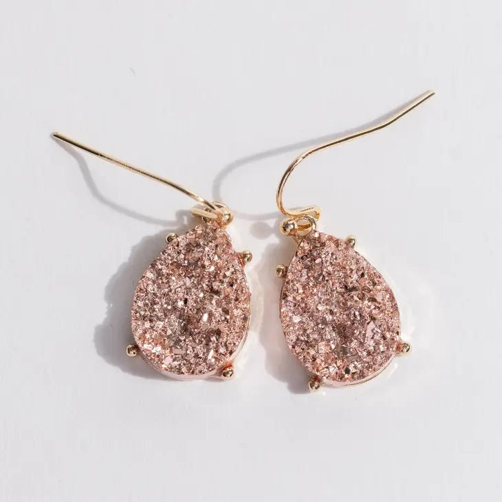 Druzy Teardrop Dangle Earrings