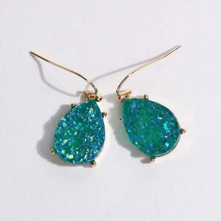 Druzy Teardrop Dangle Earrings