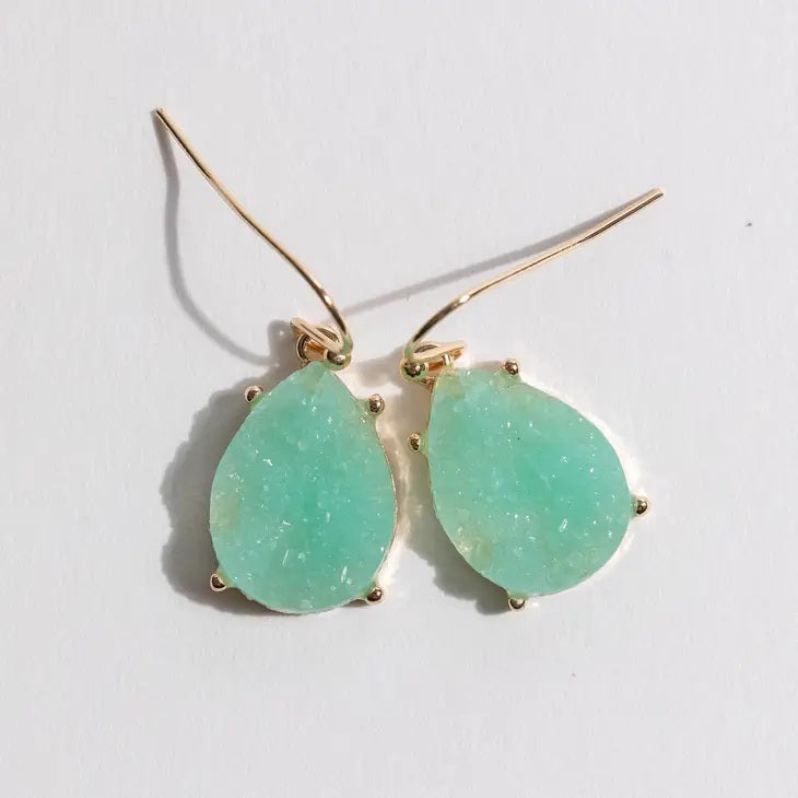 Druzy Teardrop Dangle Earrings