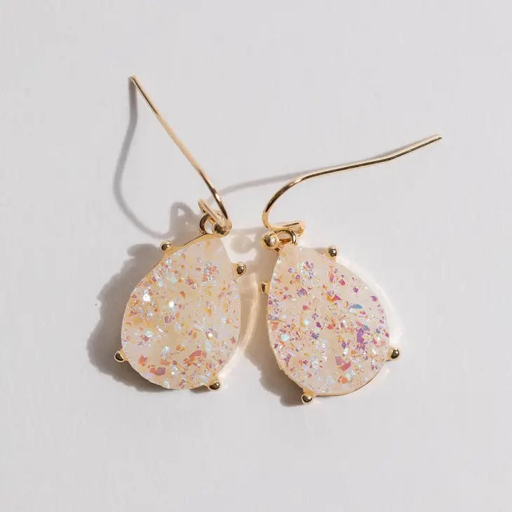 Druzy Teardrop Dangle Earrings