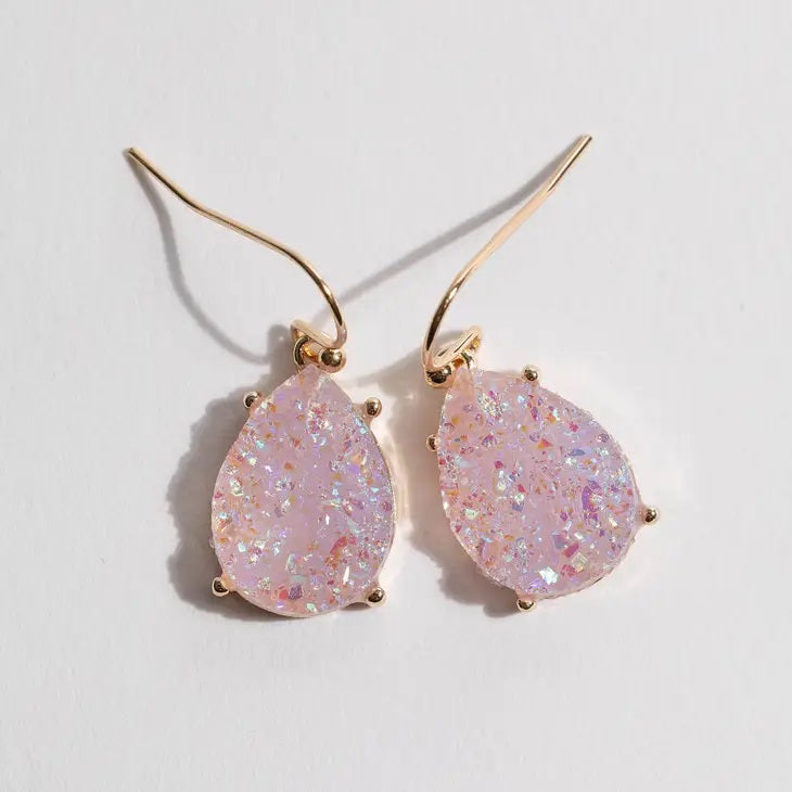 Druzy Teardrop Dangle Earrings