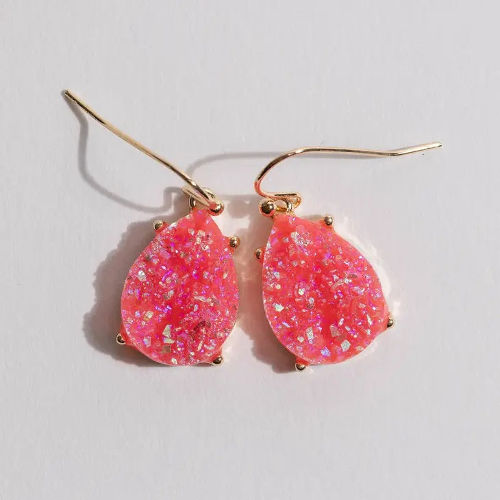 Druzy Teardrop Dangle Earrings