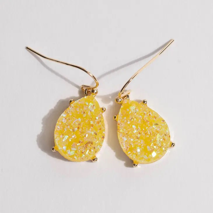 Druzy Teardrop Dangle Earrings