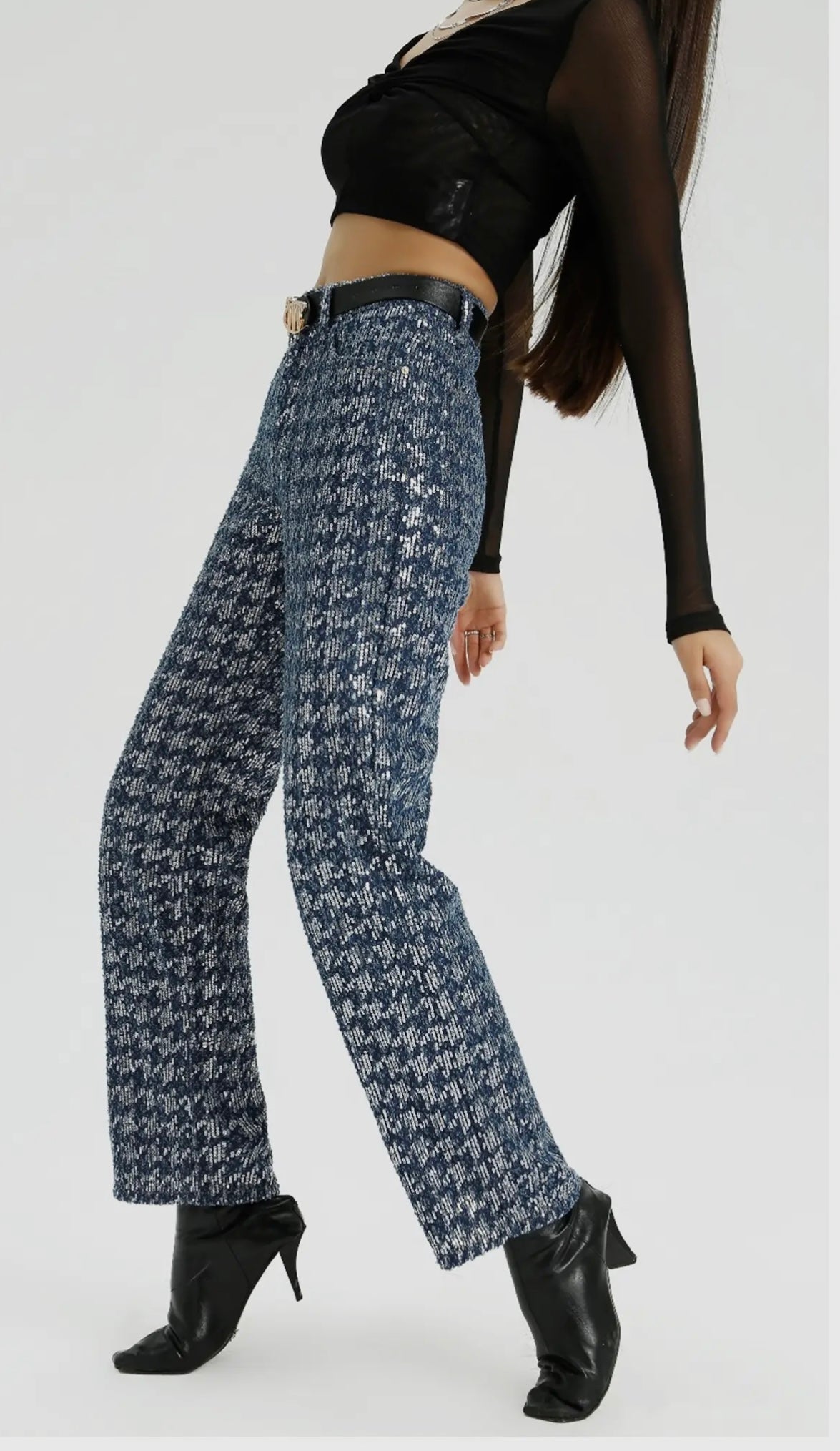 High Waist Edited Embellished Wide Leg Trousers
