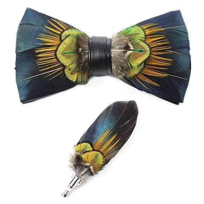 CAV-Feather Bow Tie Set w/ Pin