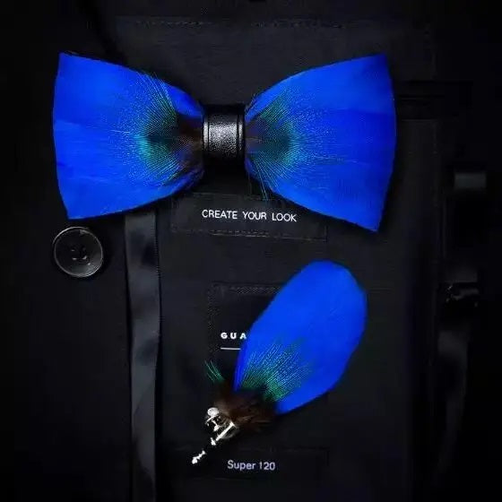 CAV-Feather Bow Tie Set w/ Pin