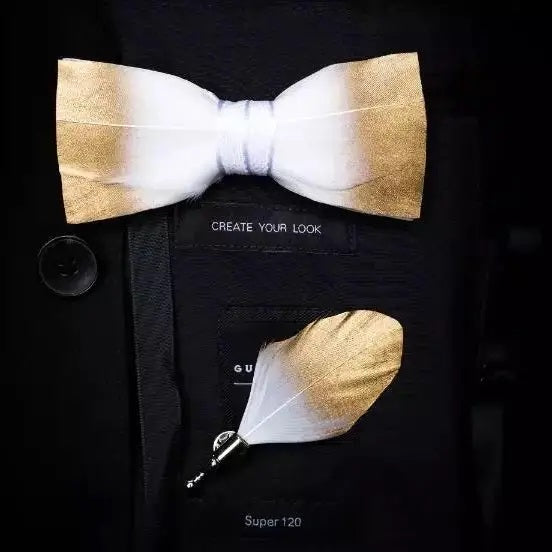 CAV-Feather Bow Tie Set w/ Pin