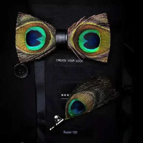 CAV-Feather Bow Tie Set w/ Pin