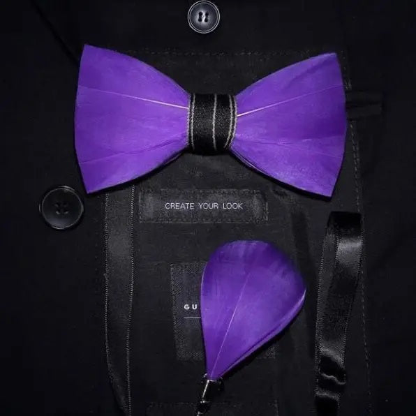 CAV-Feather Bow Tie Set w/ Pin