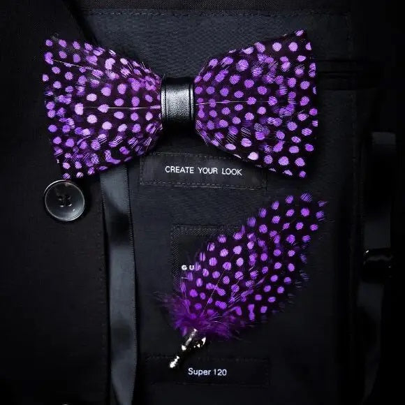 CAV-Feather Bow Tie Set w/ Pin