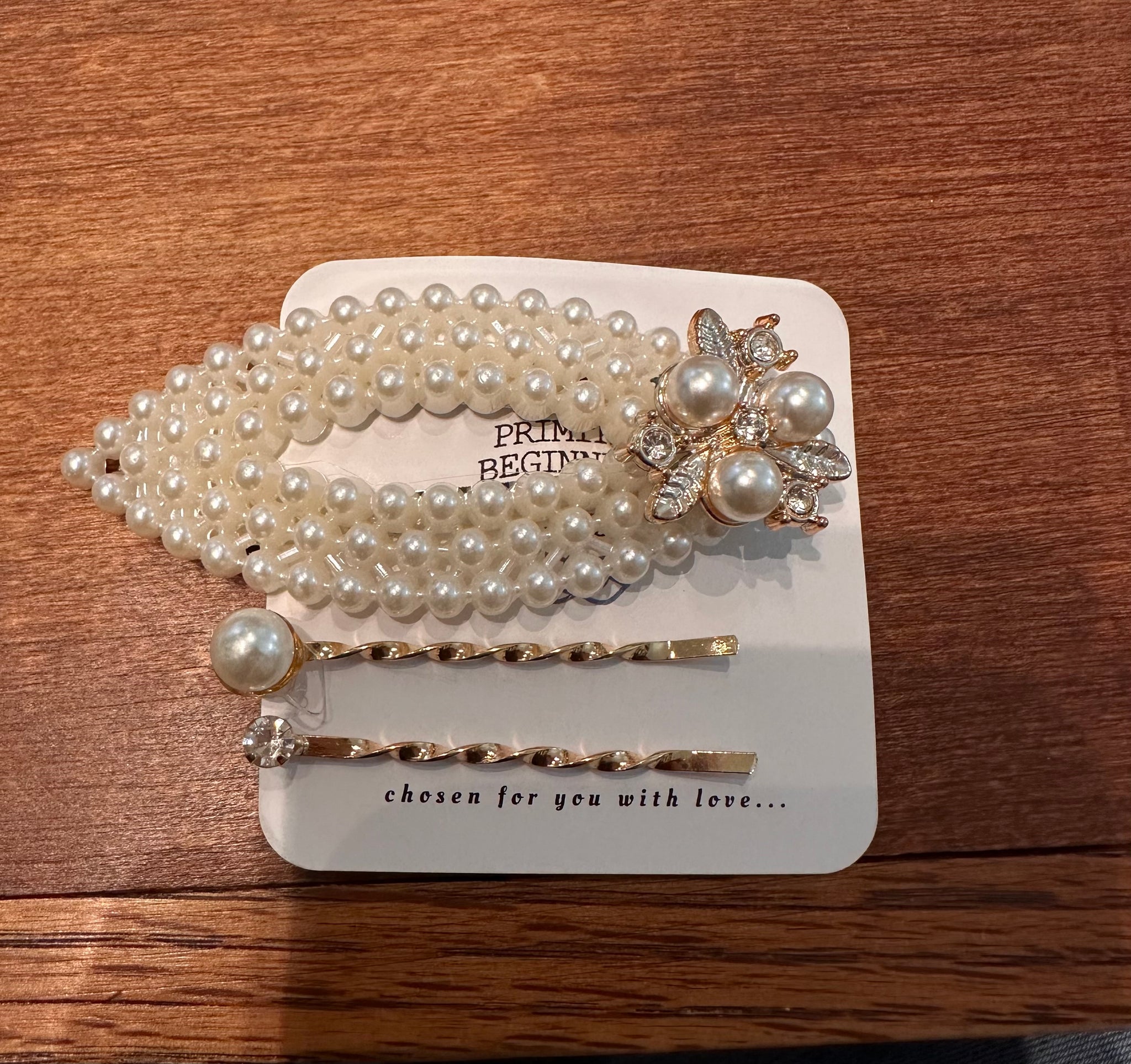 Crystal and Pearl Hair Clip Set