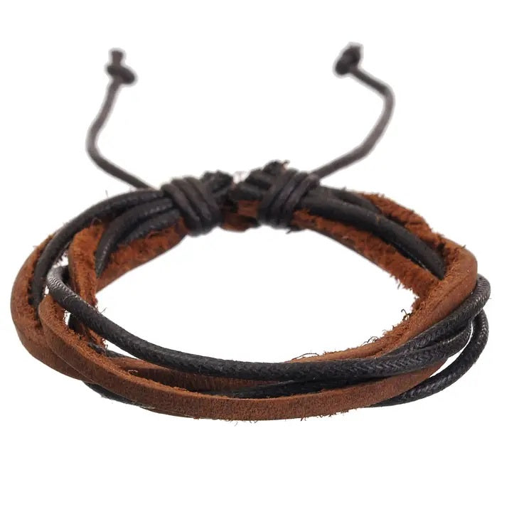 CAV-Men's Adjustable Leather Bracelets