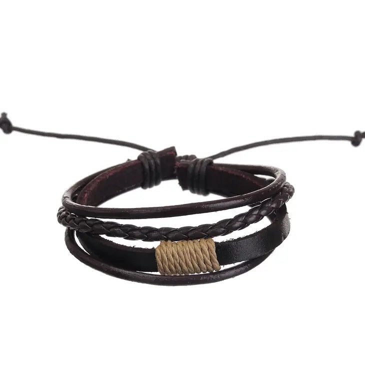 CAV-Men's Adjustable Leather Bracelets