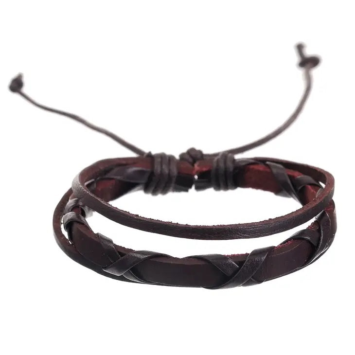 CAV-Men's Adjustable Leather Bracelets
