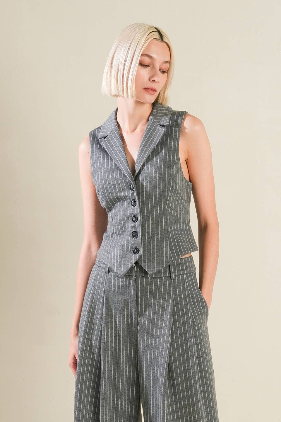 Woolen Tailored Striped Vest