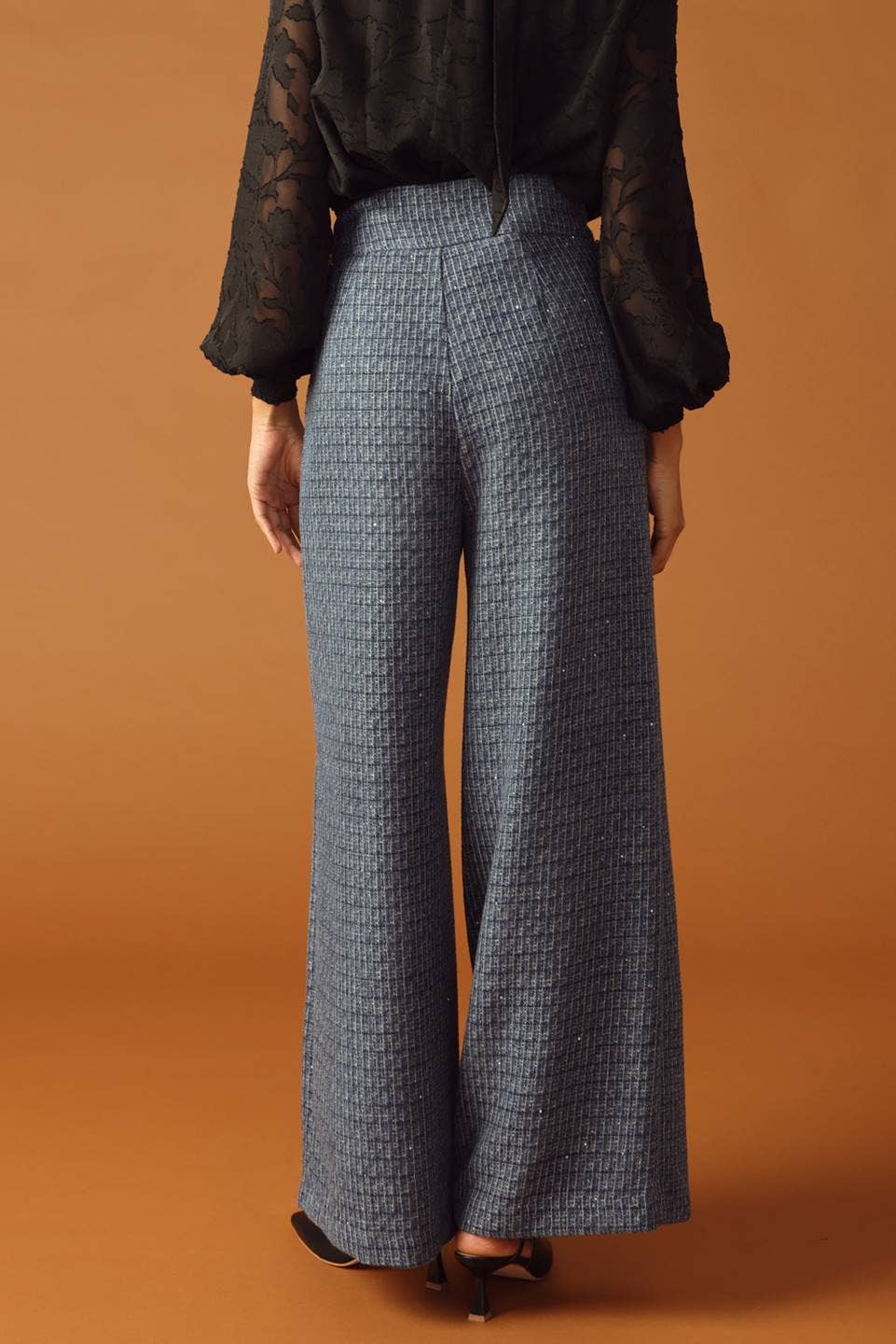 Wide-Leg Tweed Pants
