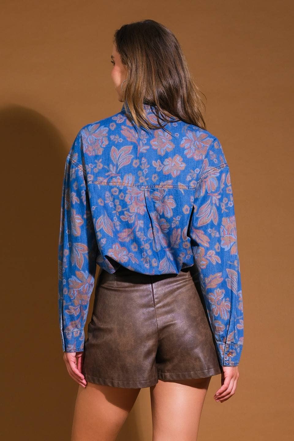 Floral Lightweight Denim Blouse