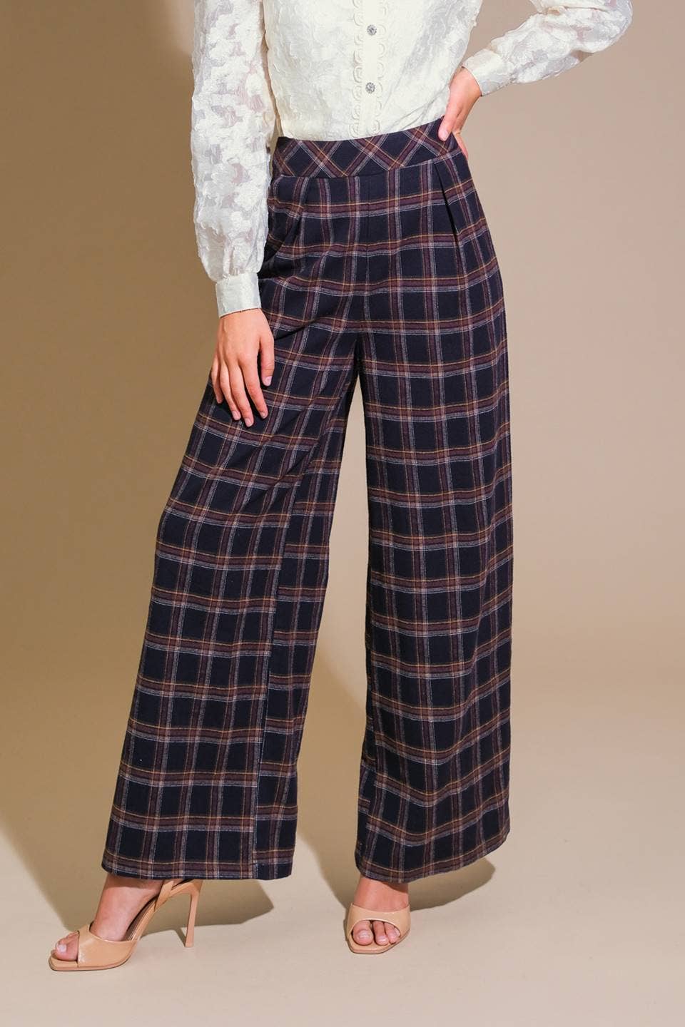 Woven Plaid Pants