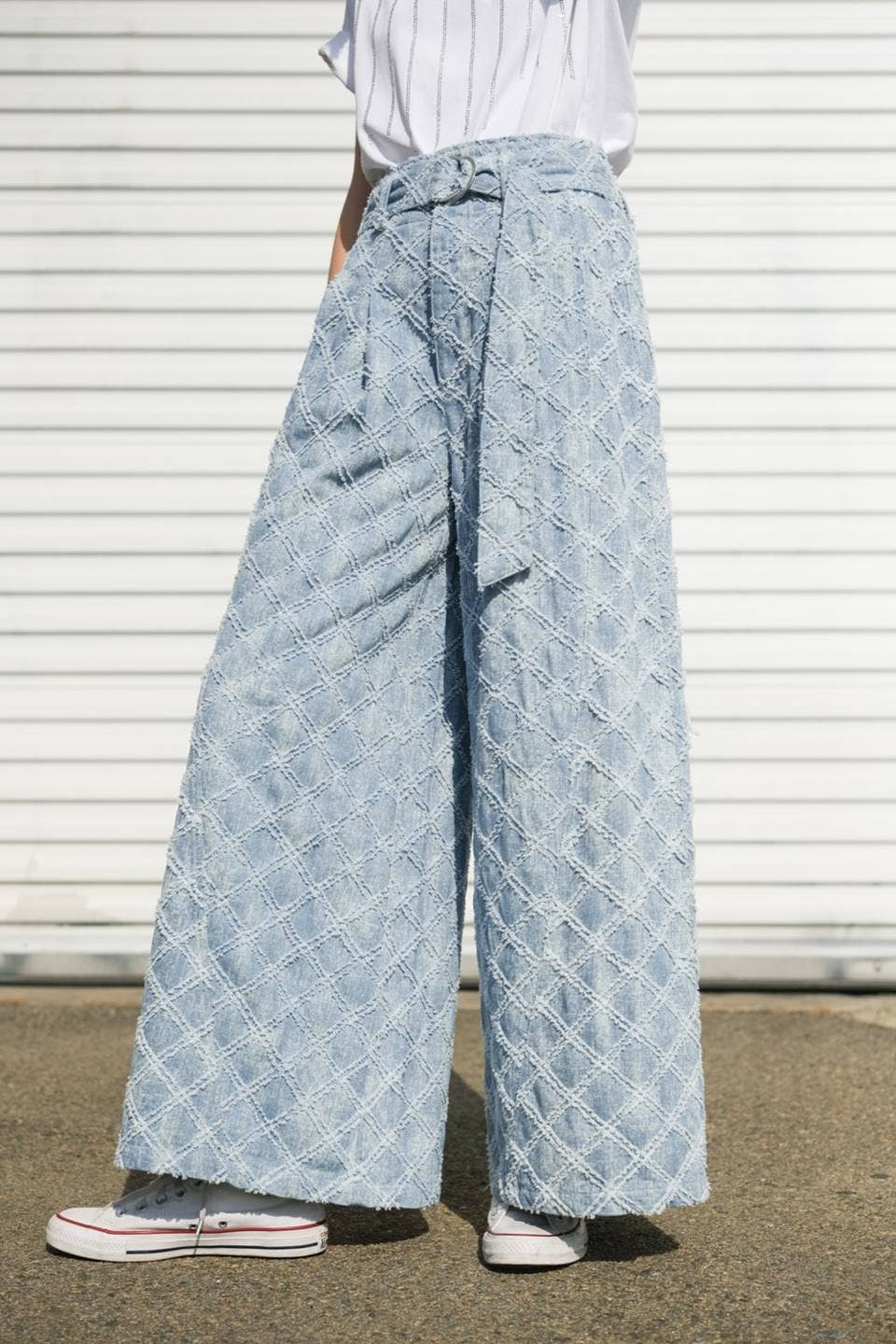 Textured Denim Pants