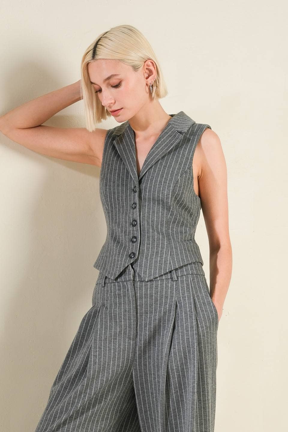 Woolen Tailored Striped Vest