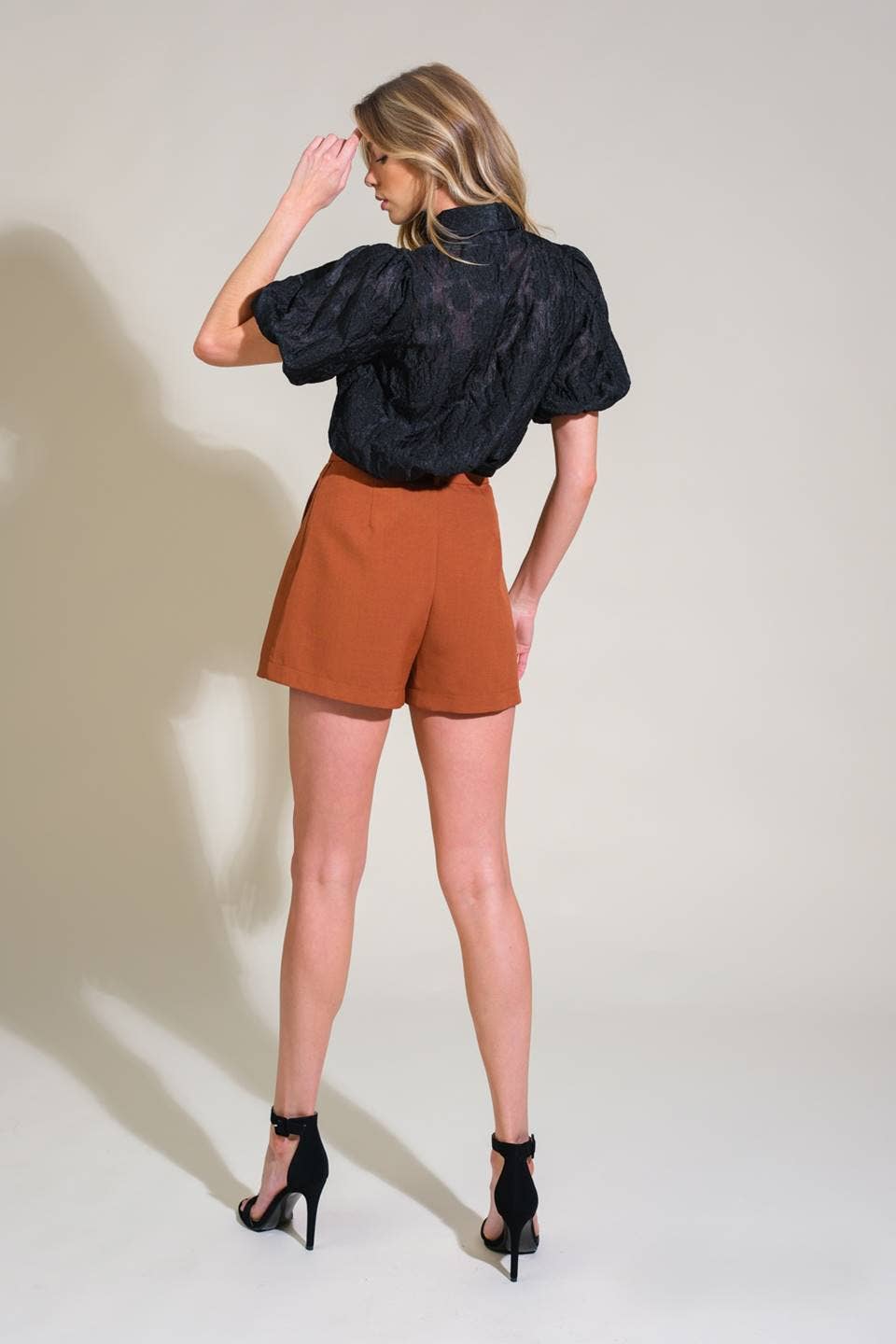 Textured Lace Puff Sleeve Top