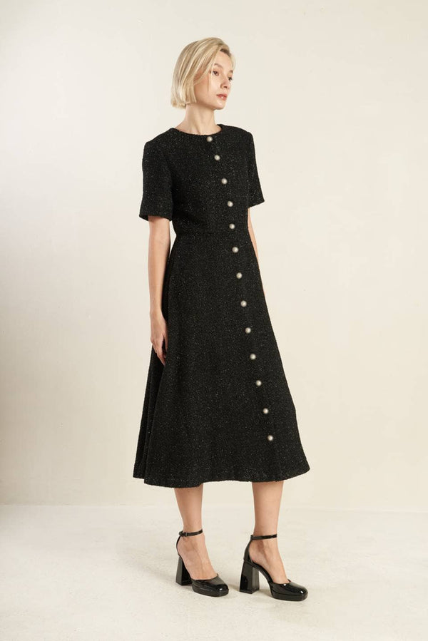Elegant Tweed Midi Dress - PB & Lotus