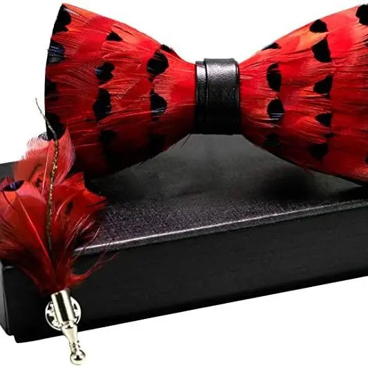 CAV-Feather Bow Tie Set w/ Pin