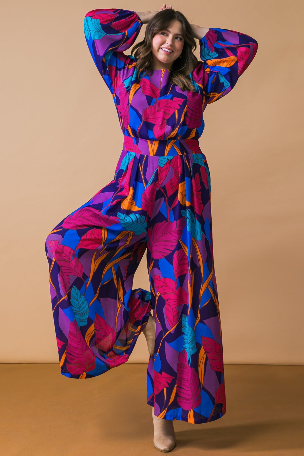 Curvy Printed Woven Jumpsuit