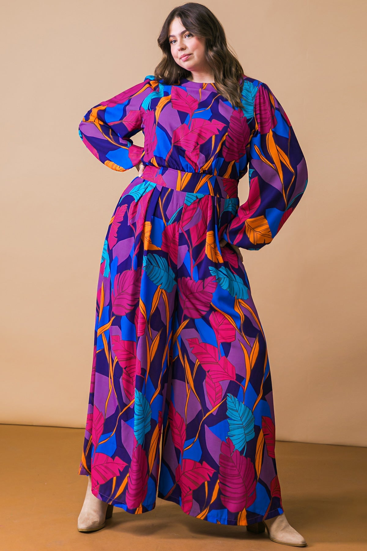 Curvy Printed Woven Jumpsuit