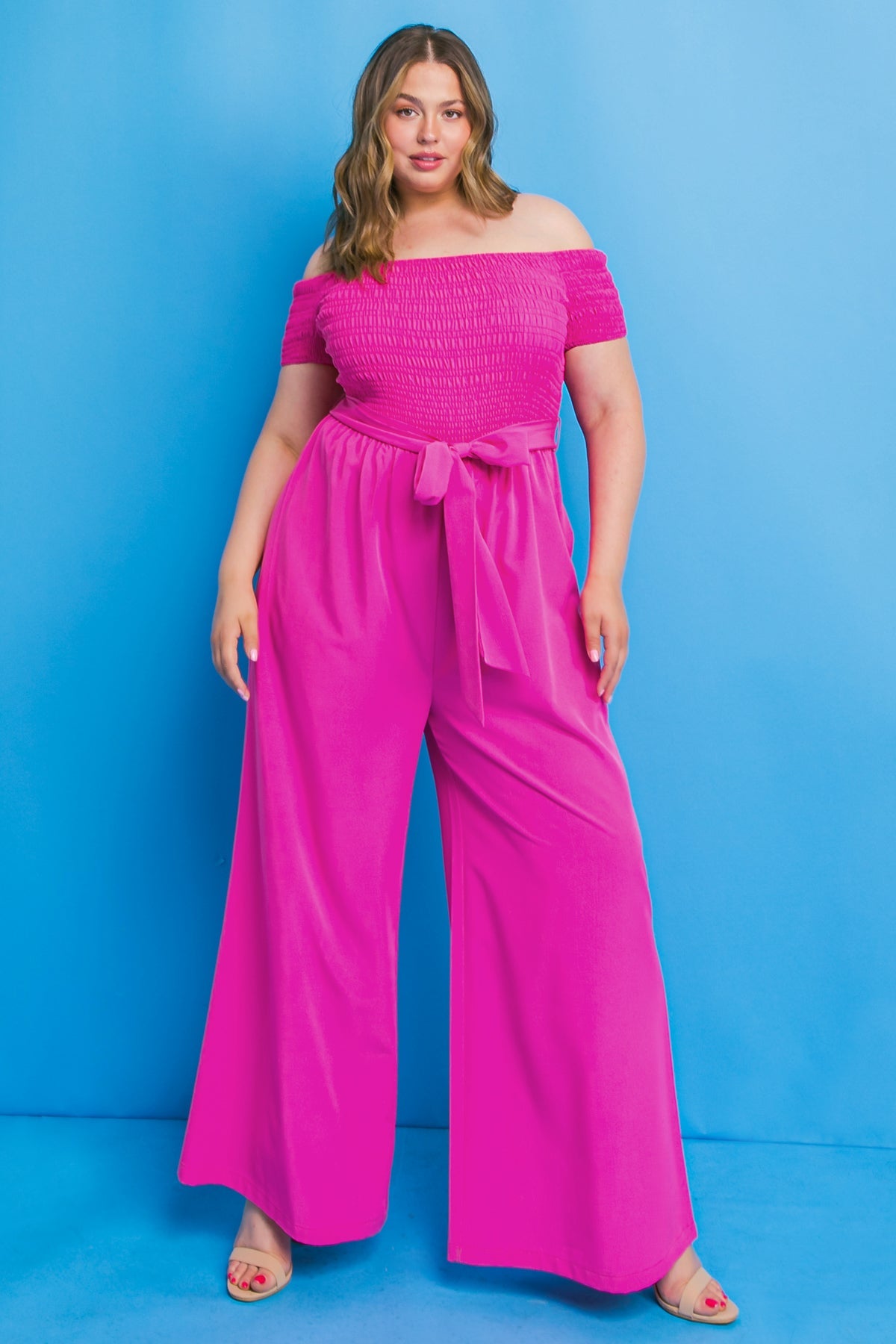 Curvy Solid Woven Jumpsuit - Main Image