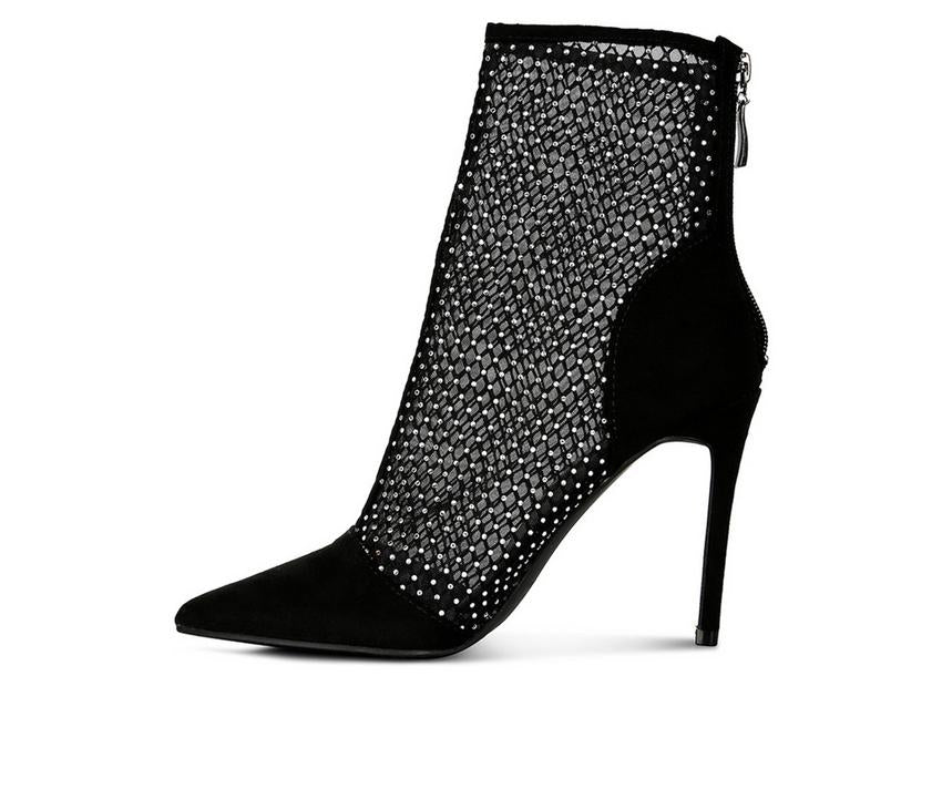 Mesh Diamante Detail High Heel Boots