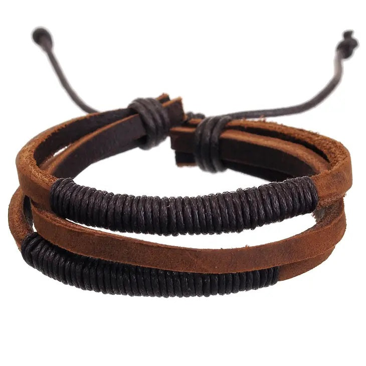 CAV-Men's Adjustable Leather Bracelets