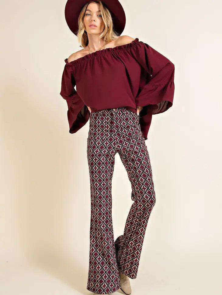 Corduroy Patterned Boot Cut Flare Pants