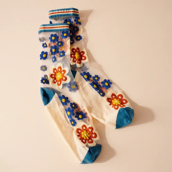 Floral Sheer Printed Socks