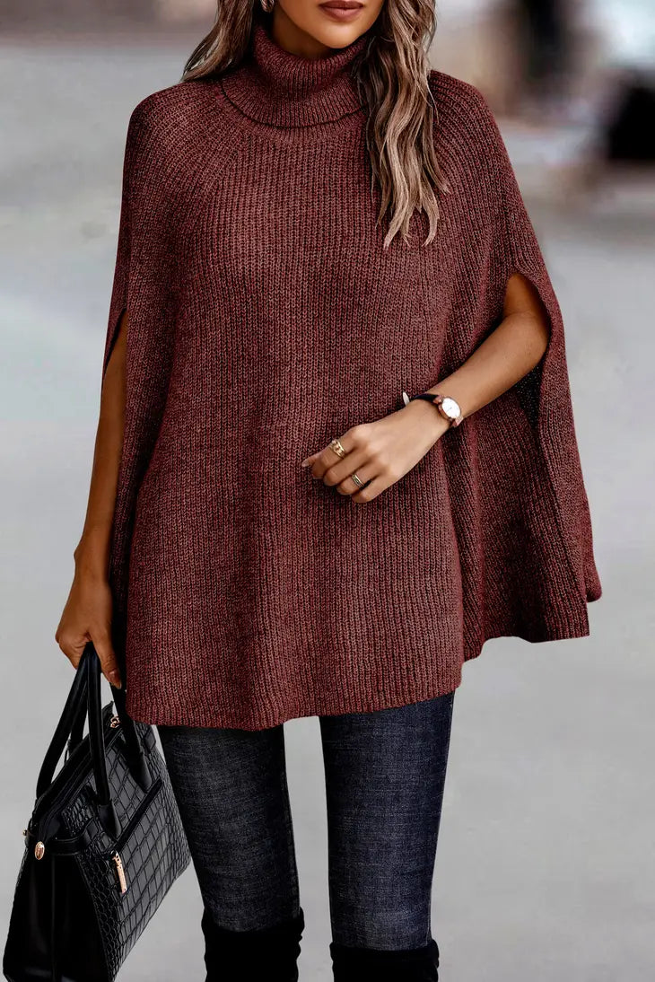 Womens 2025 turtleneck poncho
