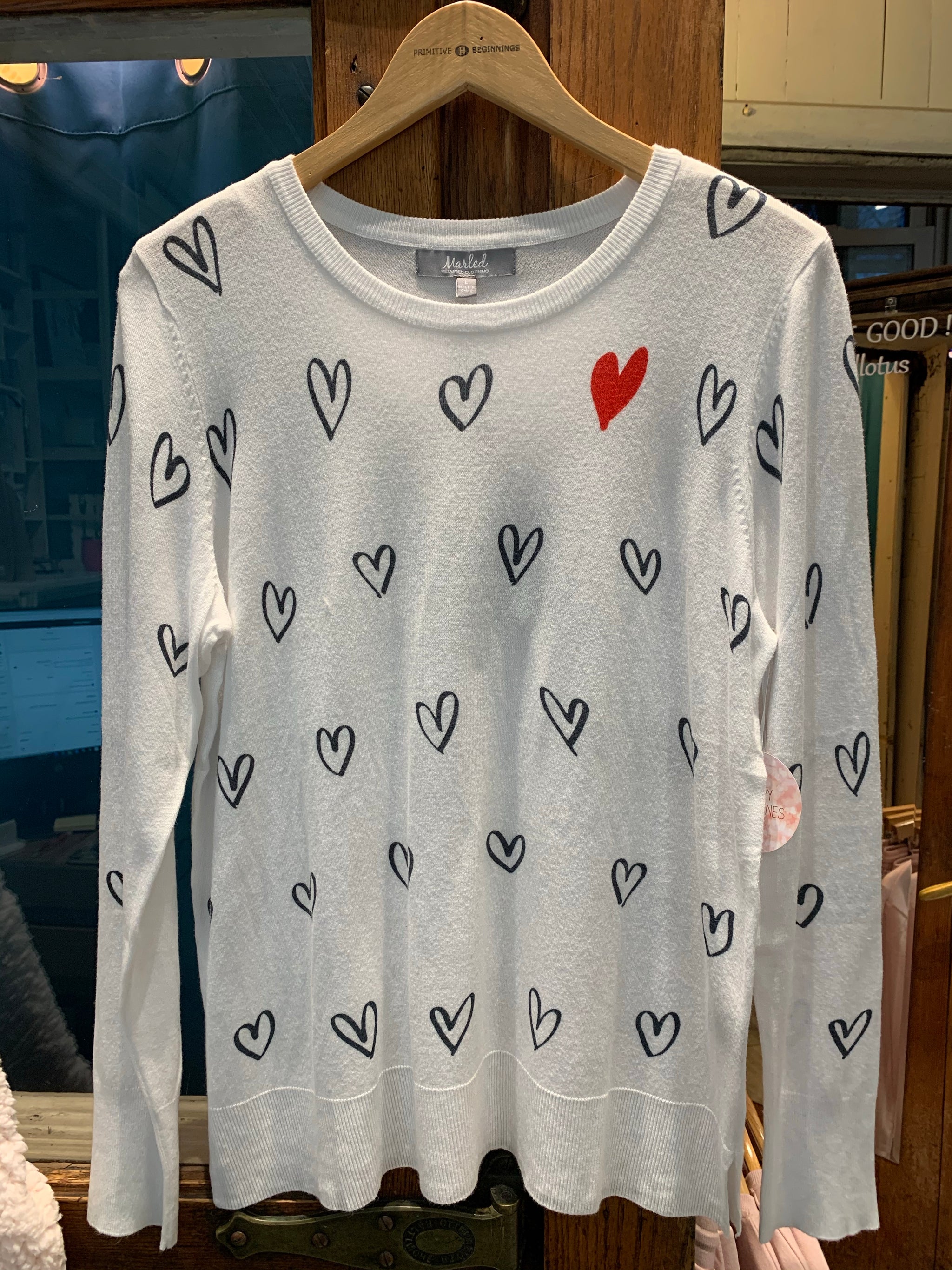 White Heart Sweater