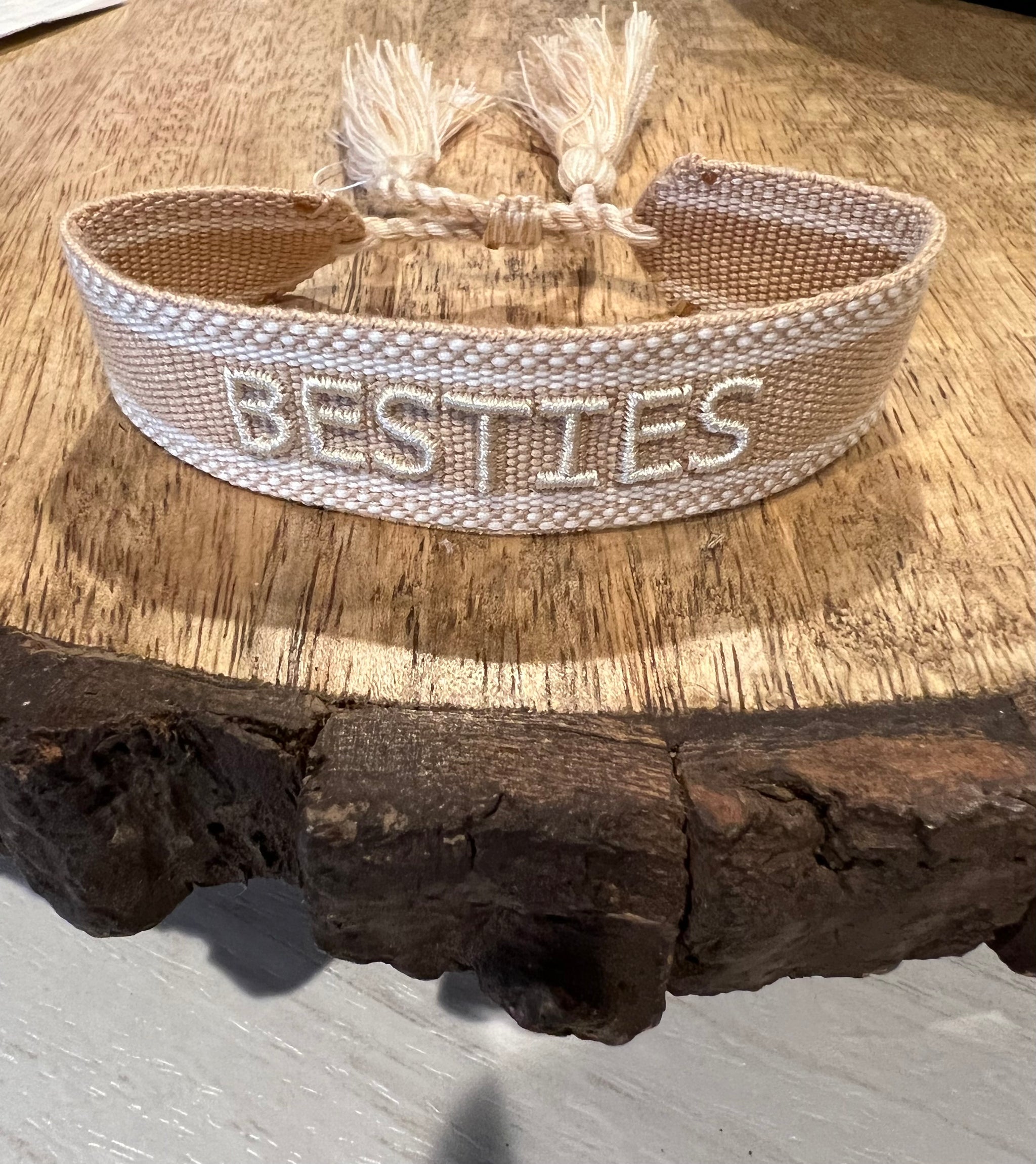 “Besties” Embroidered Friendship Bracelet