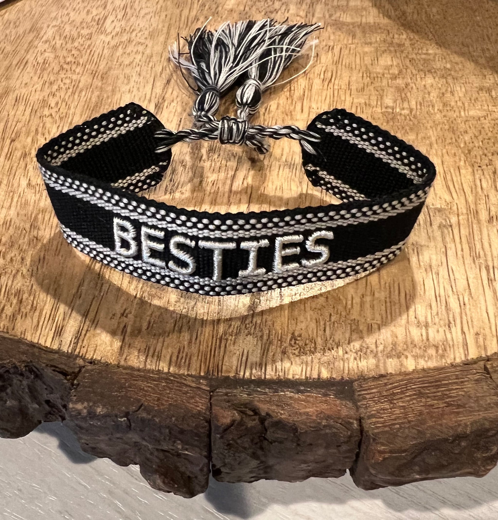 “Besties” Embroidered Friendship Bracelet