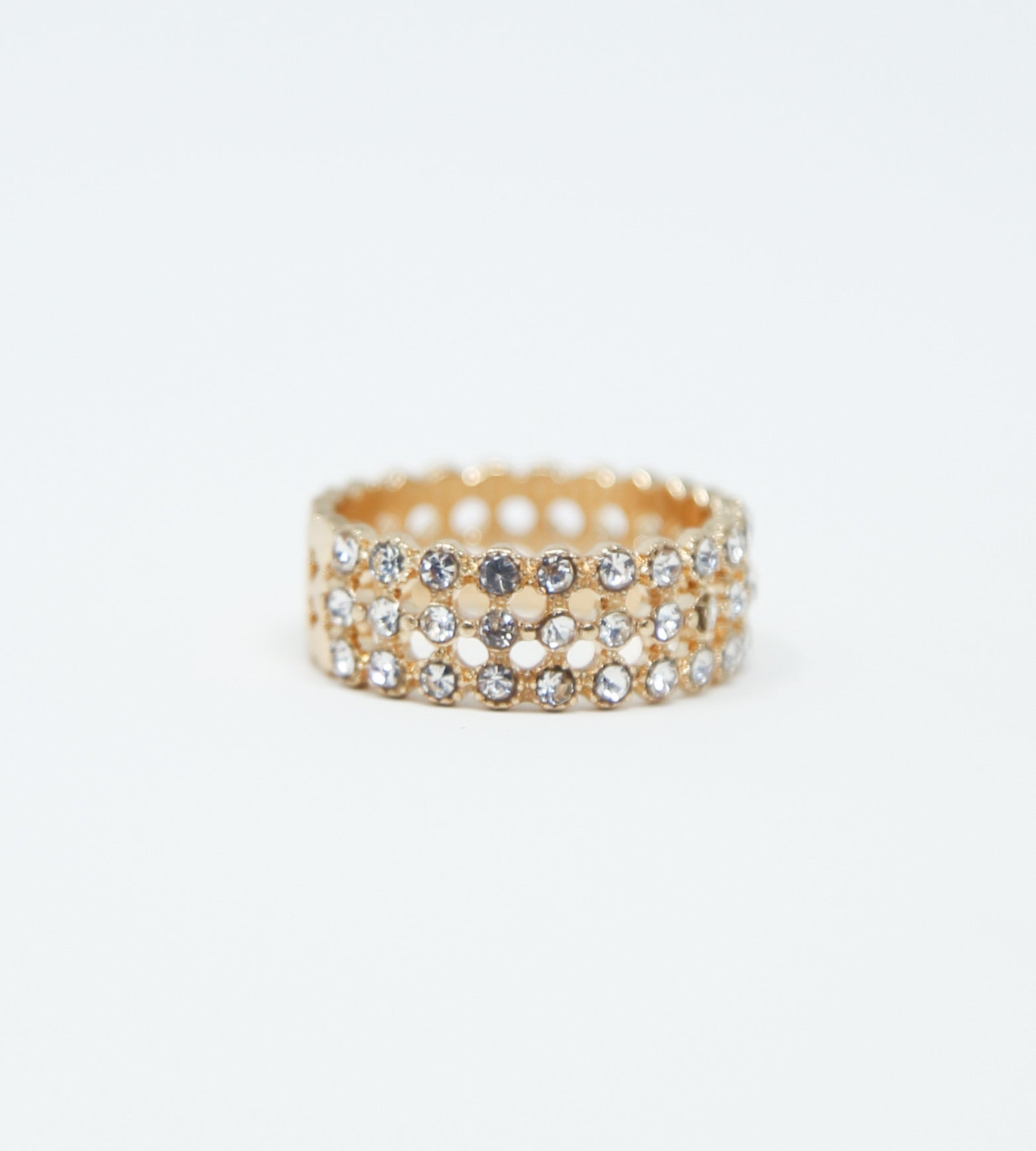 Gold Crystal Triple Ring